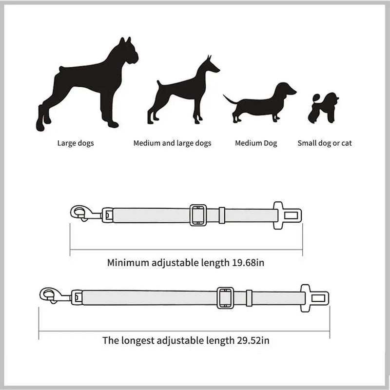 Cinto de Segurança para cães ajustável para todos as raças